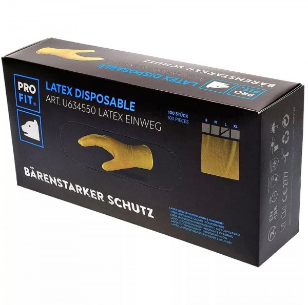 Latex Einweghandschuhe puderfrei, natur, 100 Stück, 9009400